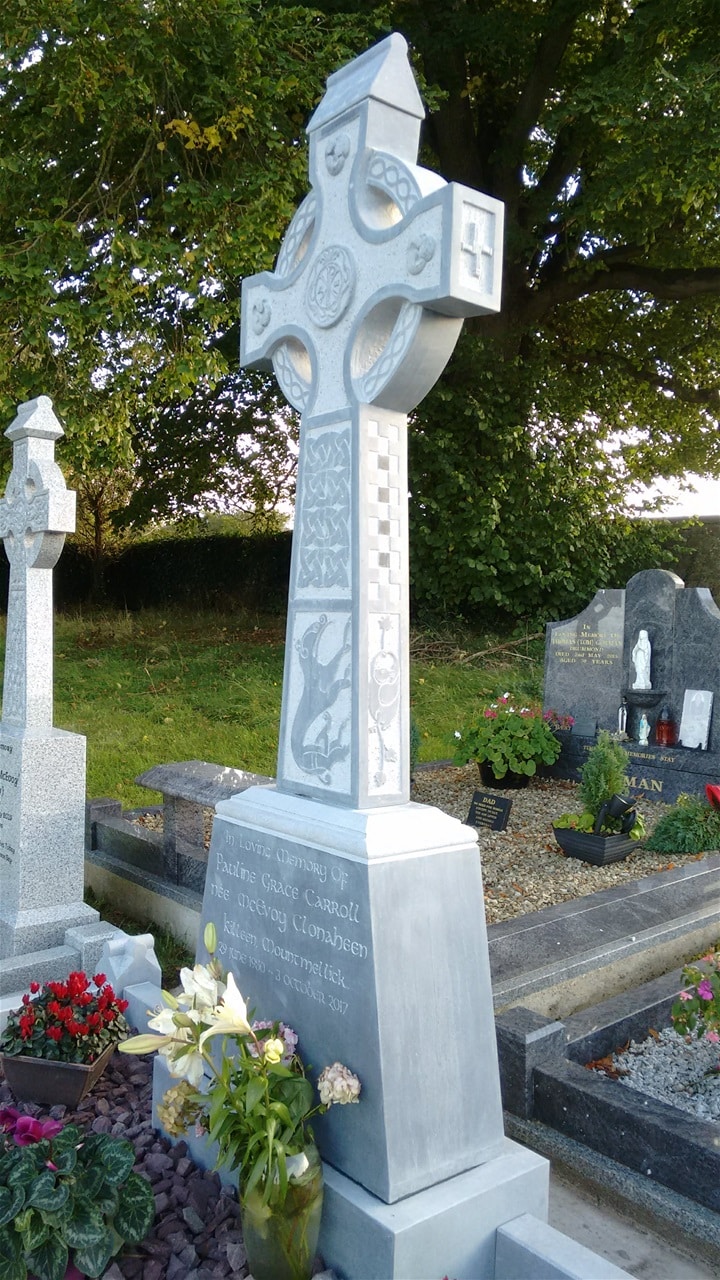 A hand crafted headstone by James McLoughlin made in Cork.