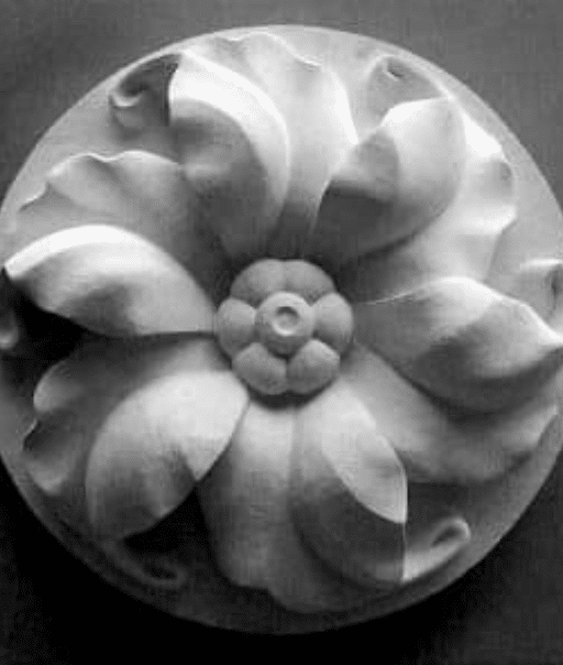 Carved stone flower sculpture by Irish artist James McLoughlin