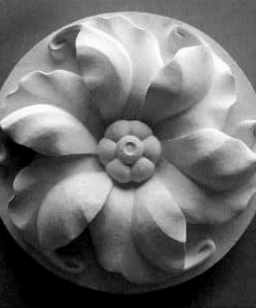 Carved limestone flower detail by Irish sculptor James McLoughlin